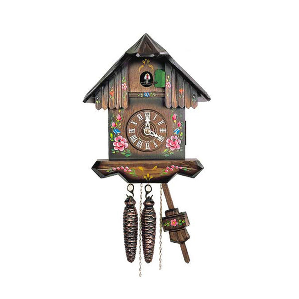  Cuckoo Clock - Chalet 1-day cuckoo clock with hand-painted flowers 23cm by Hubert Herr - Cuckoo Collections