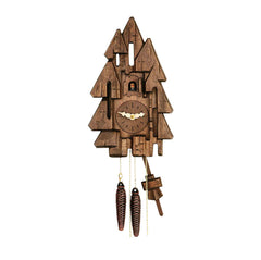  Cuckoo Clock - Carved 1-day cuckoo clock with modern abstract 'pine tree' design 35.5cm by Hubert Herr - Cuckoo Collections