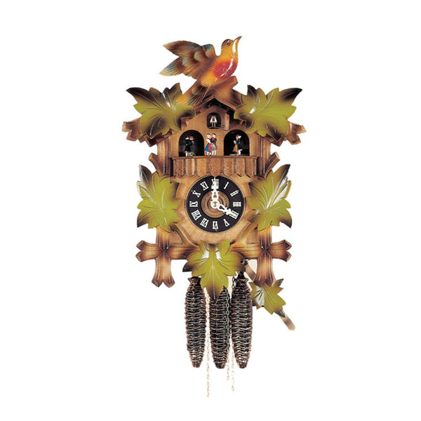  Cuckoo Clock - Carved 1-day musical cuckoo clock with bird and dancers 35.5cm by Hubert Herr - Cuckoo Collections