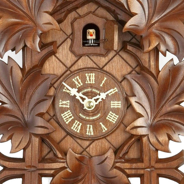  Cuckoo Clock - Carved 1-day cuckoo clock with one bird and five maple leaves 45cm by Hubert Herr - Cuckoo Collections