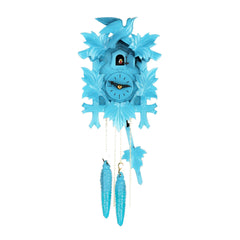  Cuckoo Clock - Carved 1-day cuckoo clock hand-carved bird and five maple leaves (Light blue) 24cm by Hubert Herr - Cuckoo Collections