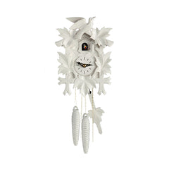  Cuckoo Clock - Carved 1-day cuckoo clock hand-carved bird and five maple leaves (White) 24cm by Hubert Herr - Cuckoo Collections