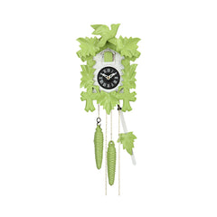  Cuckoo Clock - Carved 1-day (Light green) cuckoo clock with large cuckoo bird and five maples leaves 21cm by Hekas - Cuckoo Collections