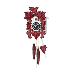  Cuckoo Clock - Carved 1-day (Dark purple) cuckoo clock with large cuckoo bird and five maples leaves 21cm by Hekas - Cuckoo Collections
