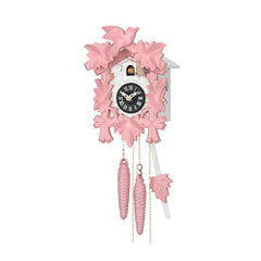  Cuckoo Clock - Carved 1-day (Pink) cuckoo clock with large cuckoo bird and five maples leaves 21cm by Hekas - Cuckoo Collections