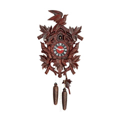  Cuckoo Clock - Carved 8-day cuckoo clock made of Mahagony with birds and leaves 48cm by Hubert Herr - Cuckoo Collections