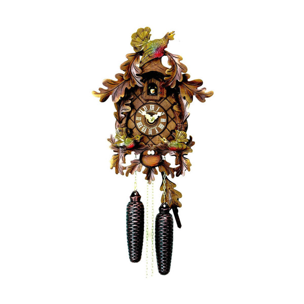 Carved 8day cuckoo clock with moving birds 38cm by Hubert Herr