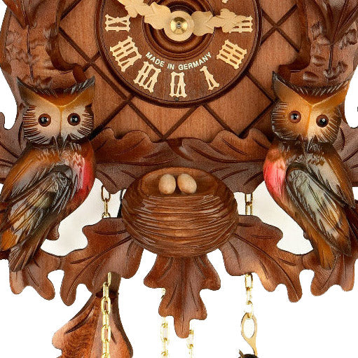  Cuckoo Clock - Carved 8-day cuckoo clock with moving owls 38cm by Hubert Herr - Cuckoo Collections