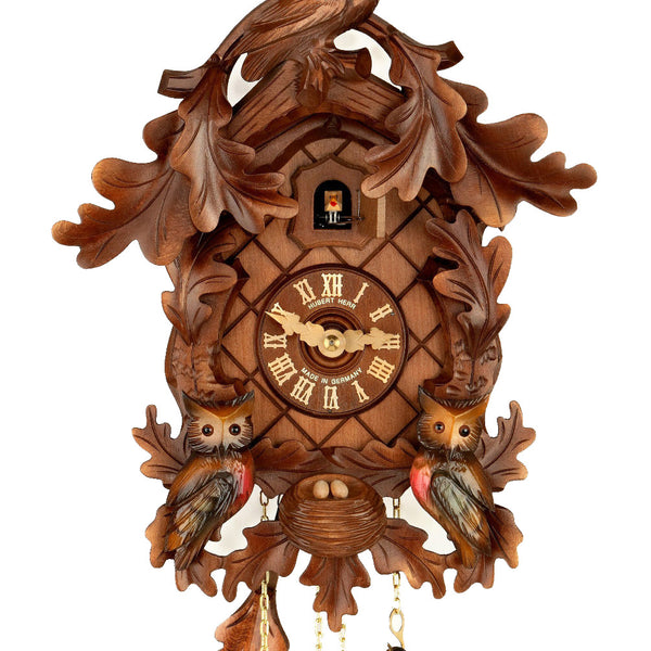  Cuckoo Clock - Carved 8-day cuckoo clock with moving owls 38cm by Hubert Herr - Cuckoo Collections