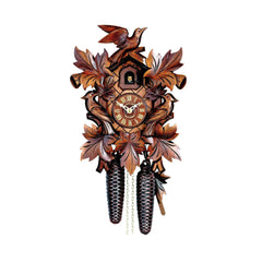  Cuckoo Clock - Carved 8-day cuckoo clock with three birds and five leaves 48cm by Hubert Herr - Cuckoo Collections
