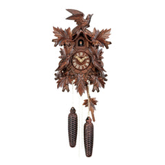  Cuckoo Clock - Carved 8-day cuckoo clock with cuckoo birds and maple leaves 36cm by Hubert Herr - Cuckoo Collections