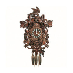  Cuckoo Clock - Carved 8-day musical Aesops fable 'fox and the raven' themed cuckoo clock with twin doors, fox, raven and grapes 70cm by Hubert Herr - Cuckoo Collections
