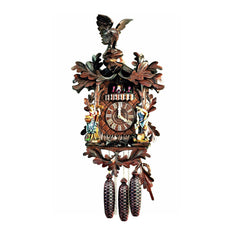  Cuckoo Clock - Carved 8-day musical cuckoo clock with eagle, glockenspiel dancers, and farmer husband and wife 57cm by Hubert Herr - Cuckoo Collections