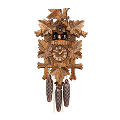  Cuckoo Clock - Carved 8-day musical cuckoo clock with large carved cuckoo bird and five leaves 45cm by Hekas - Cuckoo Collections
