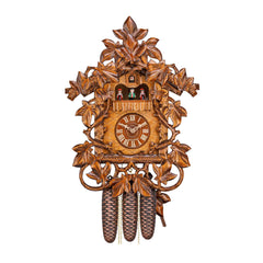  Cuckoo Clock - Carved 8-day musical cuckoo clock with maple leaves, vines, and dancers 48cm by Hekas - Cuckoo Collections