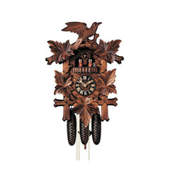  Cuckoo Clock - Carved 8-day musical cuckoo clock with five leaves, bird, and dancers 48cm by Hönes - Cuckoo Collections