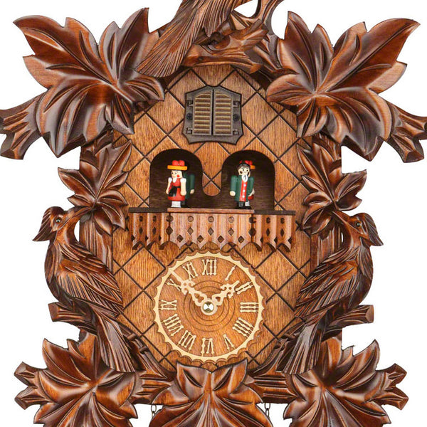  Cuckoo Clock - Carved quartz cuckoo clock 7 leaves and 3 birds with music 42 cm by Trenkle Uhren - Cuckoo Collections