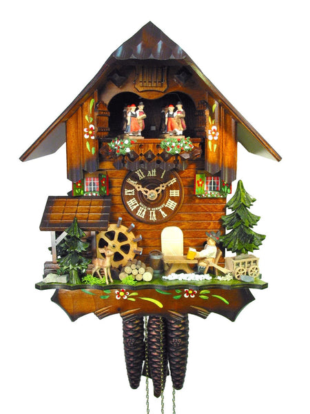  Cuckoo Clock - Chalet 1-day Beer-drinker and deer cuckoo clock with music 31cm by August Schwer - Cuckoo Collections