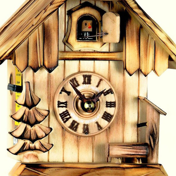  Cuckoo Clock - Chalet 1-day Black forest farm house cuckoo clock with lightly-stained natural wood 21cm by Hubert Herr - Cuckoo Collections