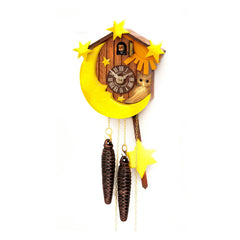  Cuckoo Clock - Chalet 1-day children's cuckoo clock with carved sun, moon, stars and owl 18cm by Hubert Herr - Cuckoo Collections