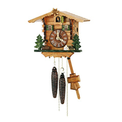  Cuckoo Clock - Chalet 1-day cuckoo clock as a decorated cabin with a carved Edelweiss flower 19cm by Hubert Herr - Cuckoo Collections