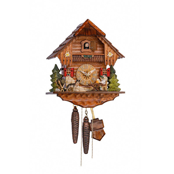  Cuckoo Clock - Chalet 1-day cuckoo clock with beer drinker and dog 26cm by Hekas - Cuckoo Collections