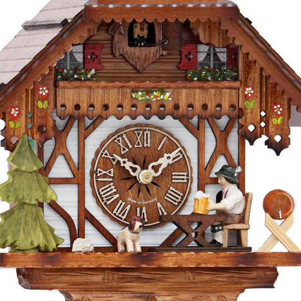 Cuckoo Clock - Chalet 1-day cuckoo clock with beer drinker and dog 26cm by Hekas - Cuckoo Collections