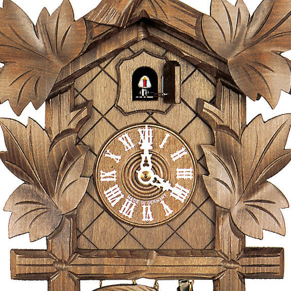  Cuckoo Clock - Carved 8-day cuckoo clock with birds and maple leaves 35cm by Hubert Herr - Cuckoo Collections