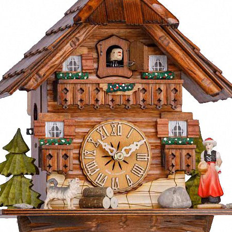  Cuckoo Clock - Chalet 1-day cuckoo clock with Black Forest woman and dog 26cm by Hekas - Cuckoo Collections