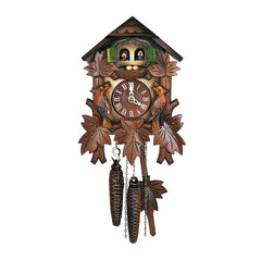  Cuckoo Clock - Chalet 1-day cuckoo clock with twin opening doors, two birds and an array of maple leaves 26cm by Hubert Herr - Cuckoo Collections