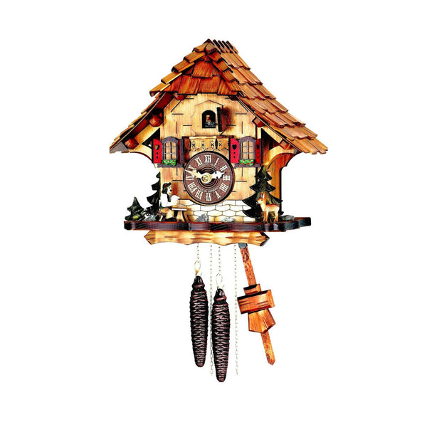 Cuckoo Clock - Chalet 1-day cuckoo clock with moving beer drinker and small deer 27cm by Hubert Herr - Cuckoo Collections