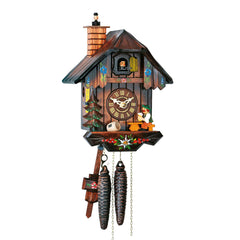  Cuckoo Clock - Chalet 1-day cuckoo clock with moving chimney sweep and beer drinker 23cm by Hubert Herr - Cuckoo Collections