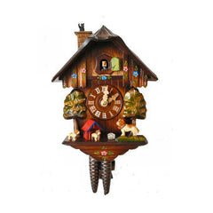  Cuckoo Clock - Chalet 1-day cuckoo clock with moving dog and cat 28cm by Hubert Herr - Cuckoo Collections