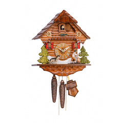  Cuckoo Clock - Chalet 1-day cuckoo clock with wood-chopper and dog 26cm by Hekas - Cuckoo Collections