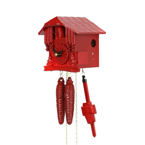  Cuckoo Clock - Chalet 1-day one-colour miniature cuckoo clock (Red) 13cm by Hubert Herr - Cuckoo Collections