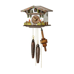 Cuckoo Clock - Chalet 1-day miniature cuckoo clock with two moving chickens 13.5cm by Hubert Herr - Cuckoo Collections