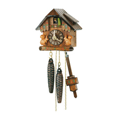 Cuckoo Clock - Chalet 1-day miniature cuckoo clock with two moving squirrels 13.5cm by Hubert Herr - Cuckoo Collections