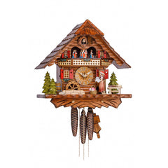  Cuckoo Clock - Chalet 1-day musical cuckoo clock Black Forest woman, mill wheel and dancers 34cm by Hekas - Cuckoo Collections