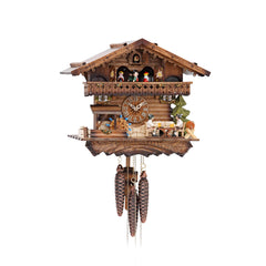  Cuckoo Clock - Chalet 1-day musical cuckoo clock with beer drinkers, mill-wheel, and dancers 30cm by Hekas - Cuckoo Collections