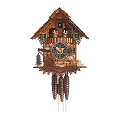  Cuckoo Clock - Chalet 1-day musical cuckoo clock with moving wood-chopper, mill-wheel and dancers 30cm by Hönes - Cuckoo Collections