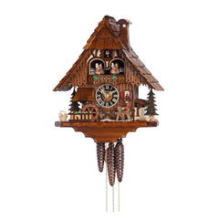  Cuckoo Clock - Chalet 1-day musical cuckoo clock with moving wood-worker, mill-wheel and dancers 35cm by Hönes - Cuckoo Collections