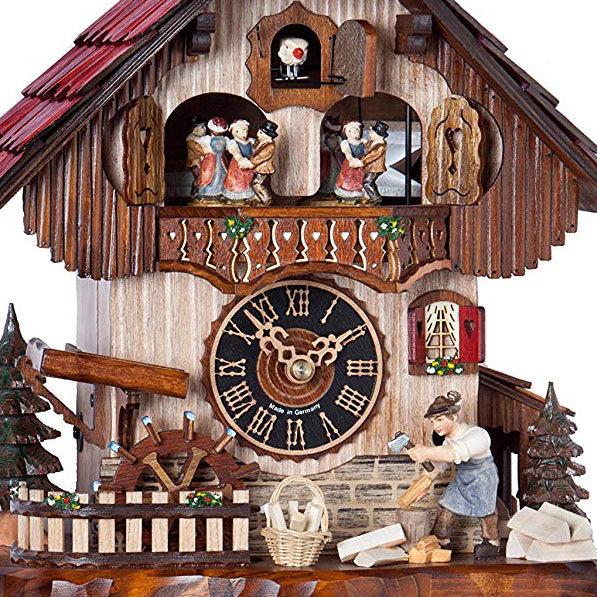  Cuckoo Clock - Chalet 1-day musical cuckoo clock with moving woodchopper, mill-wheel and dancers 33cm by Hönes - Cuckoo Collections