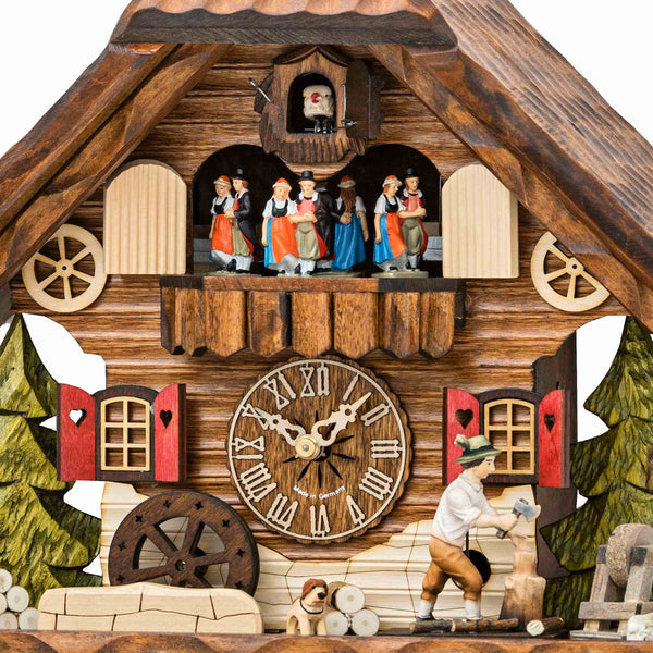 Cuckoo Clock - Chalet 1-day musical cuckoo clock with wood-chopper and mill-wheel 33cm by Hekas - Cuckoo Collections