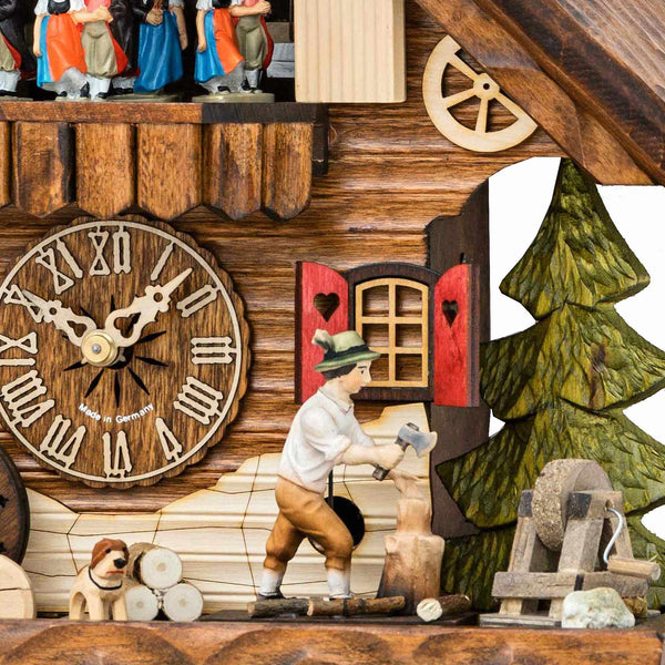  Cuckoo Clock - Chalet 1-day musical cuckoo clock with wood-chopper and mill-wheel 33cm by Hekas - Cuckoo Collections