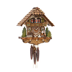  Cuckoo Clock - Chalet 1-day musical cuckoo clock with wood-chopper, dog, mill-wheel and dancers 35cm by Hekas - Cuckoo Collections