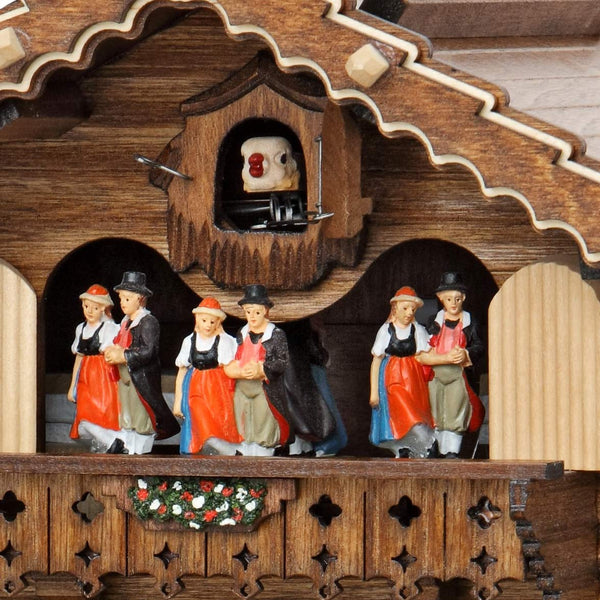 Cuckoo Clock - Chalet 1-day musical cuckoo clock with wood-chopper, mill-wheel and dancers 30cm by Hekas - Cuckoo Collections
