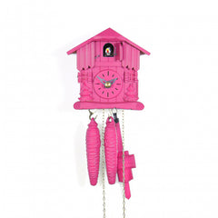  Cuckoo Clock - Chalet 1-day one-colour miniature cuckoo clock (Pink) 13cm by Hubert Herr - Cuckoo Collections