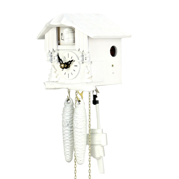  Cuckoo Clock - Chalet 1-day one-colour miniature cuckoo clock (White) 13cm by Hubert Herr - Cuckoo Collections