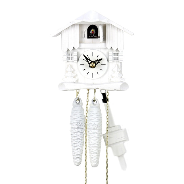 Cuckoo Clock - Chalet 1-day one-colour miniature cuckoo clock (White) 13cm by Hubert Herr - Cuckoo Collections