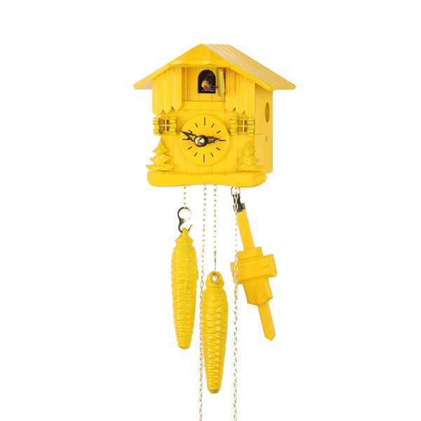  Cuckoo Clock - Chalet 1-day one-colour miniature cuckoo clock (Yellow) 13cm by Hubert Herr - Cuckoo Collections